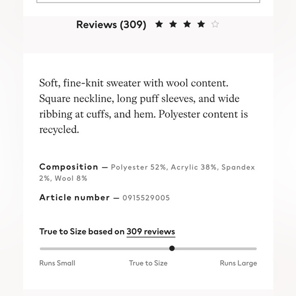 H&M puff sleeve square neck sweater - Picture 3 of 8